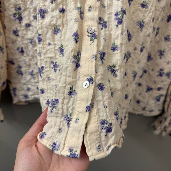 ZARA Ruffle Blouse ditsy Floral Print size medium cottage core modest bohemian - Picture 4 of 11